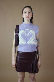 Arthur Apparel | Swan Heart Vest | Purple & White Swan