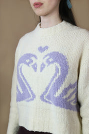 Chunky Standard Sweater | Cream & Purple Swan