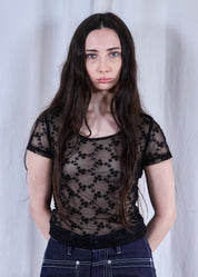 Floral Mesh Baby Tee