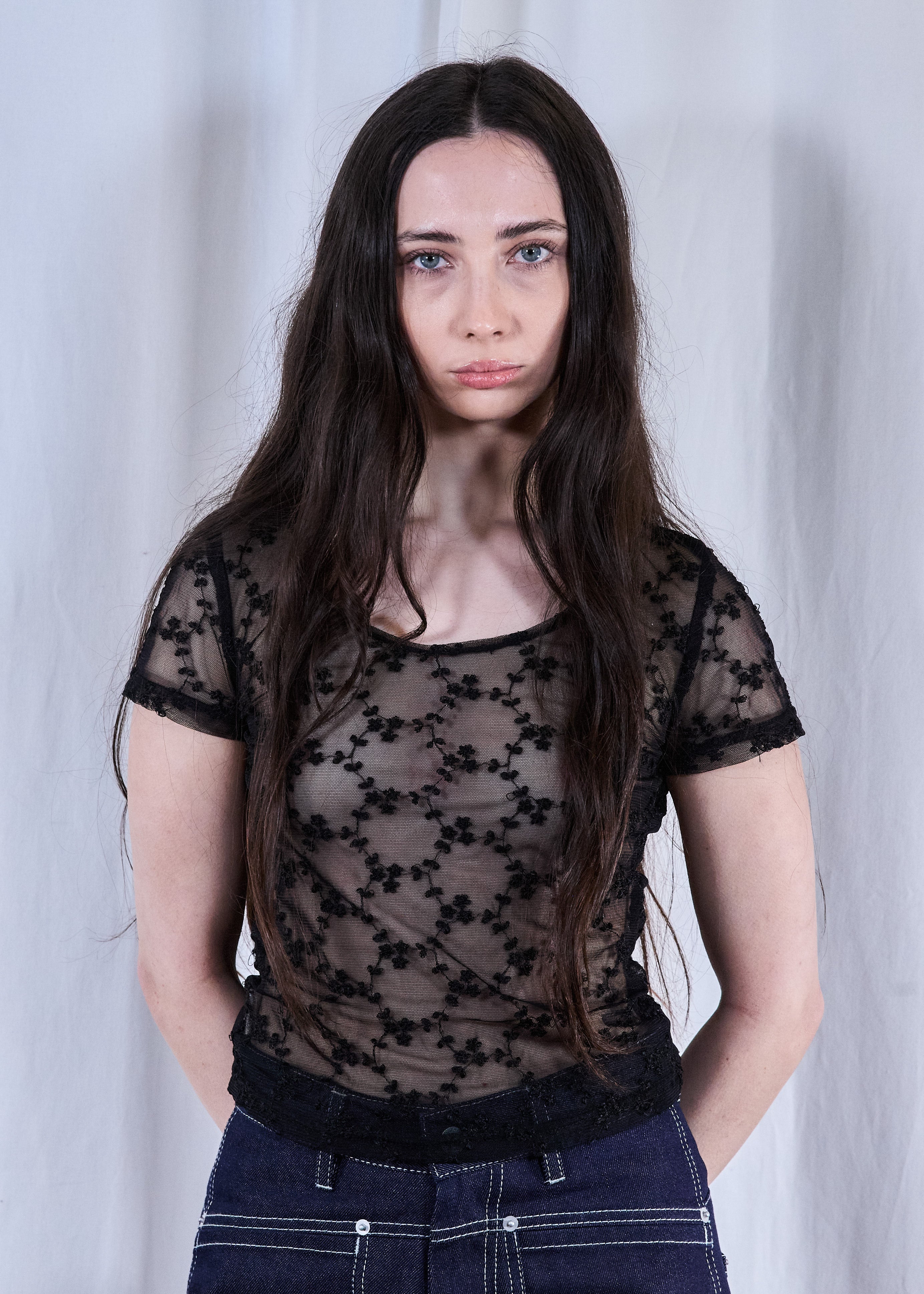 Floral Mesh Baby Tee