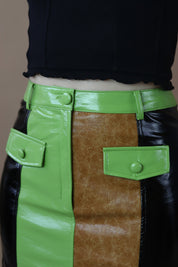 KITRI | Nancy Faux Leather Mini Skirt | Multicolour