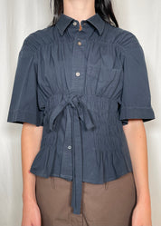 ESTUDIO1999 Bustier Shirt Navy Detail
