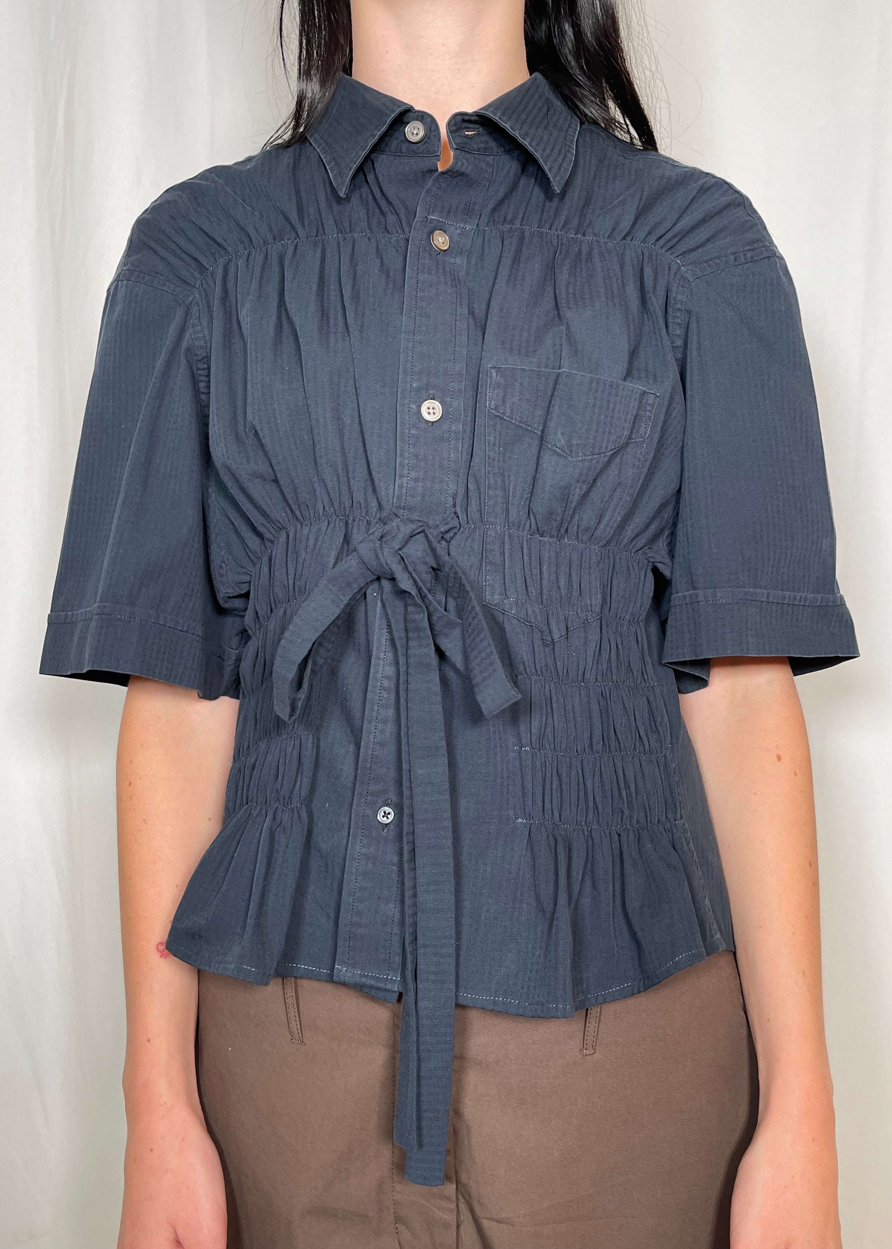 ESTUDIO1999 Bustier Shirt Navy Detail