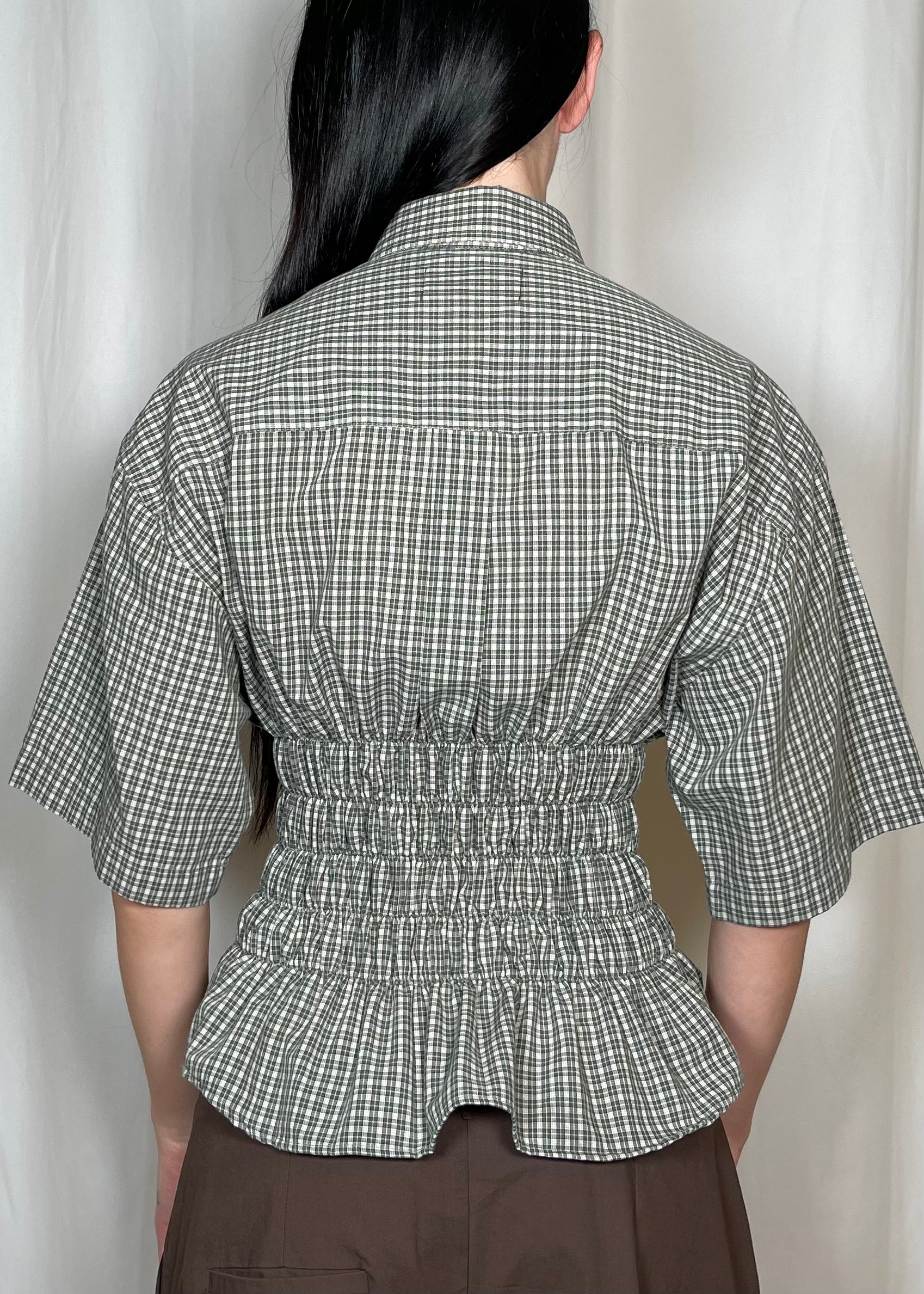 ESTUDIO1999 Corset Shirt Grey Plaid Back