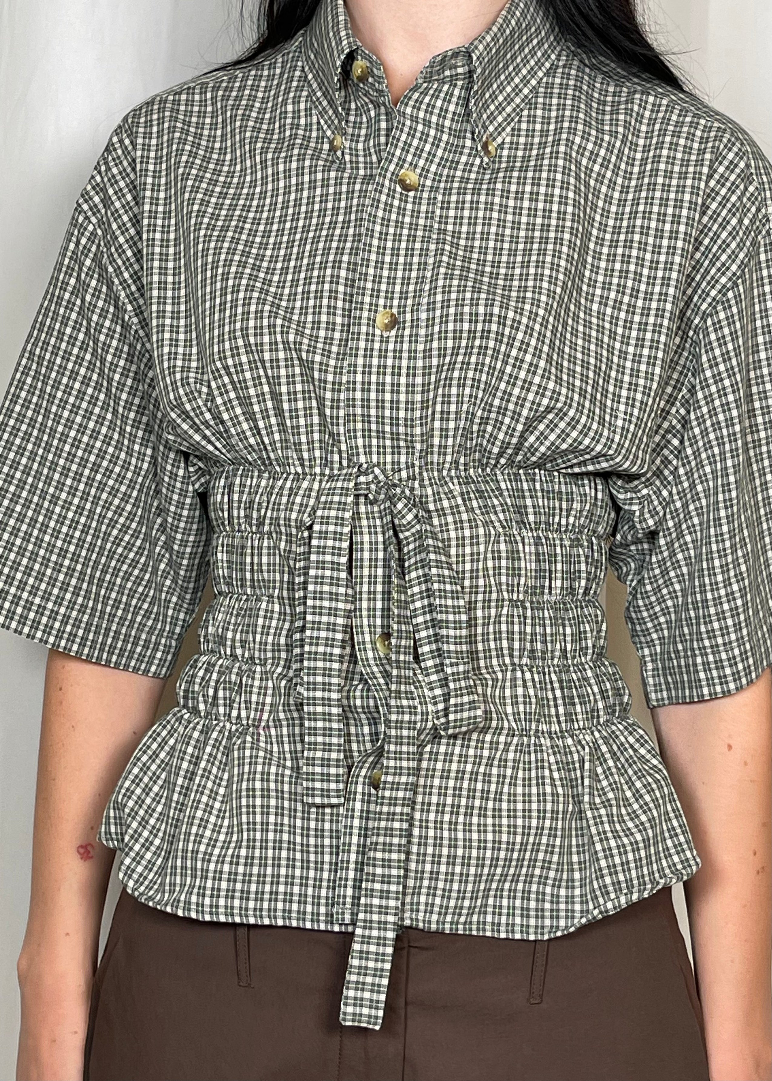 ESTUDIO1999 Corset Shirt Grey Plaid Detail