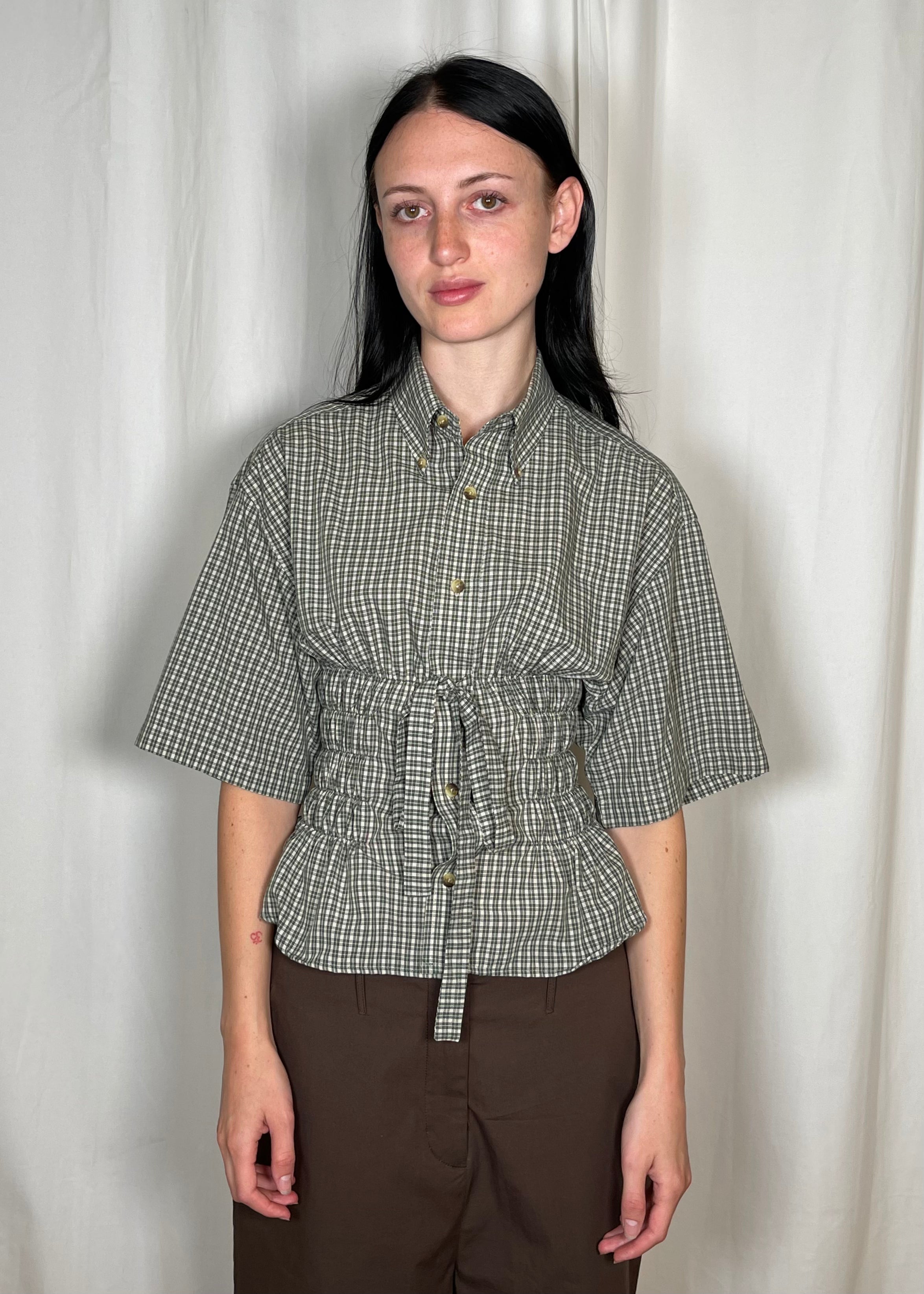 ESTUDIO1999 Corset Shirt Grey Plaid Model