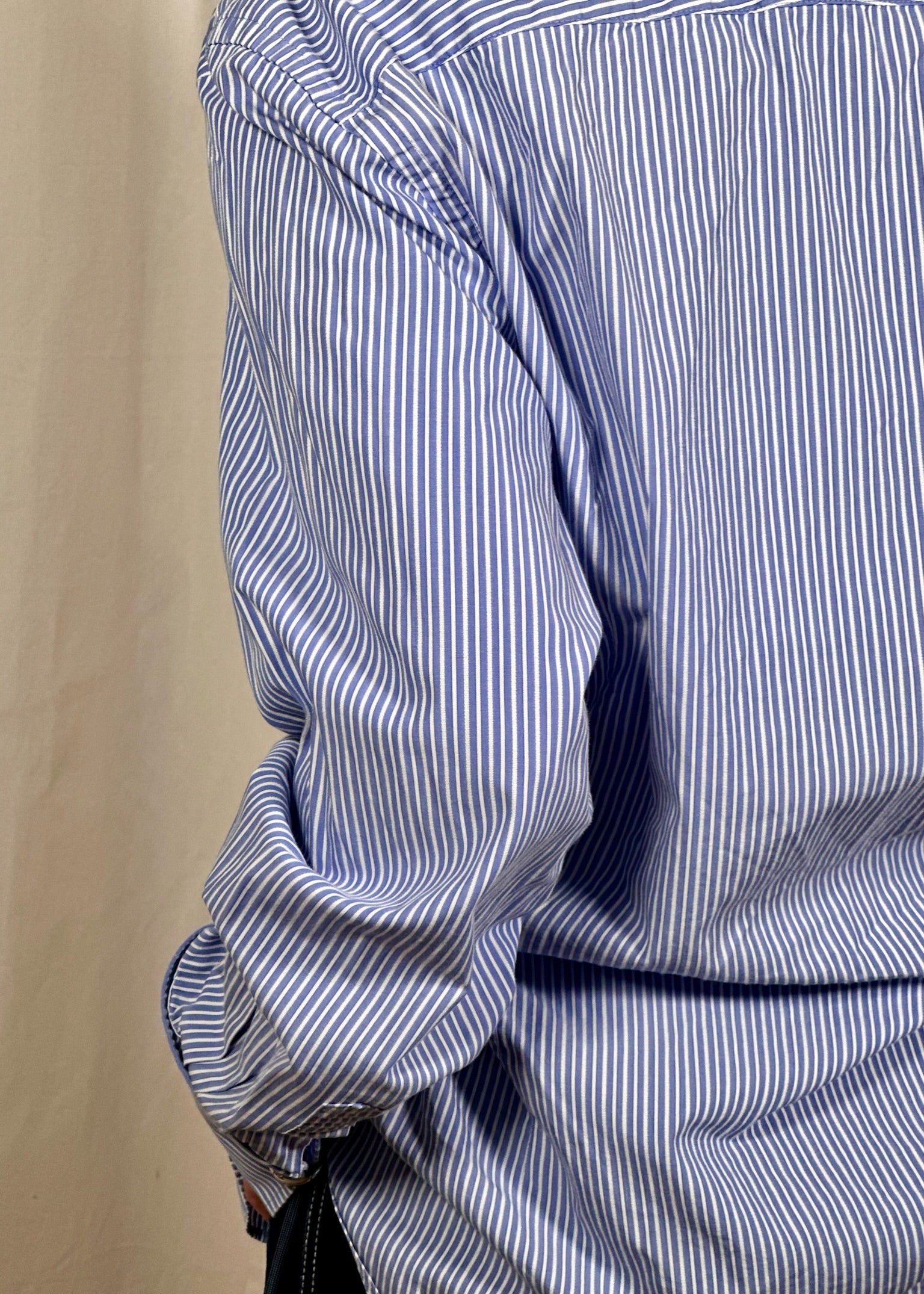 Emily Blue Stripe Cinch Shirt Celosia_Re