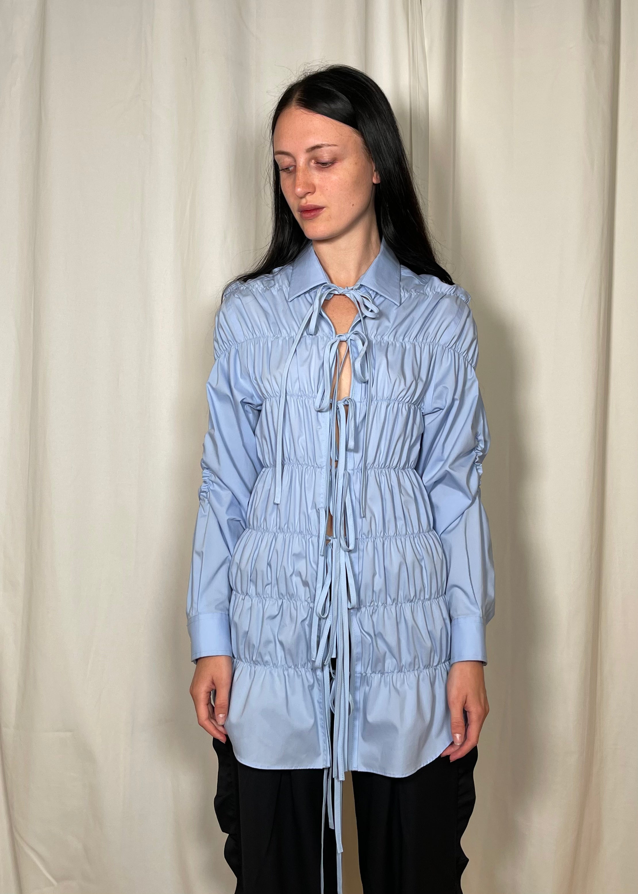 Estudio1999 Long Espuma Shirt Baby Blue Model Front