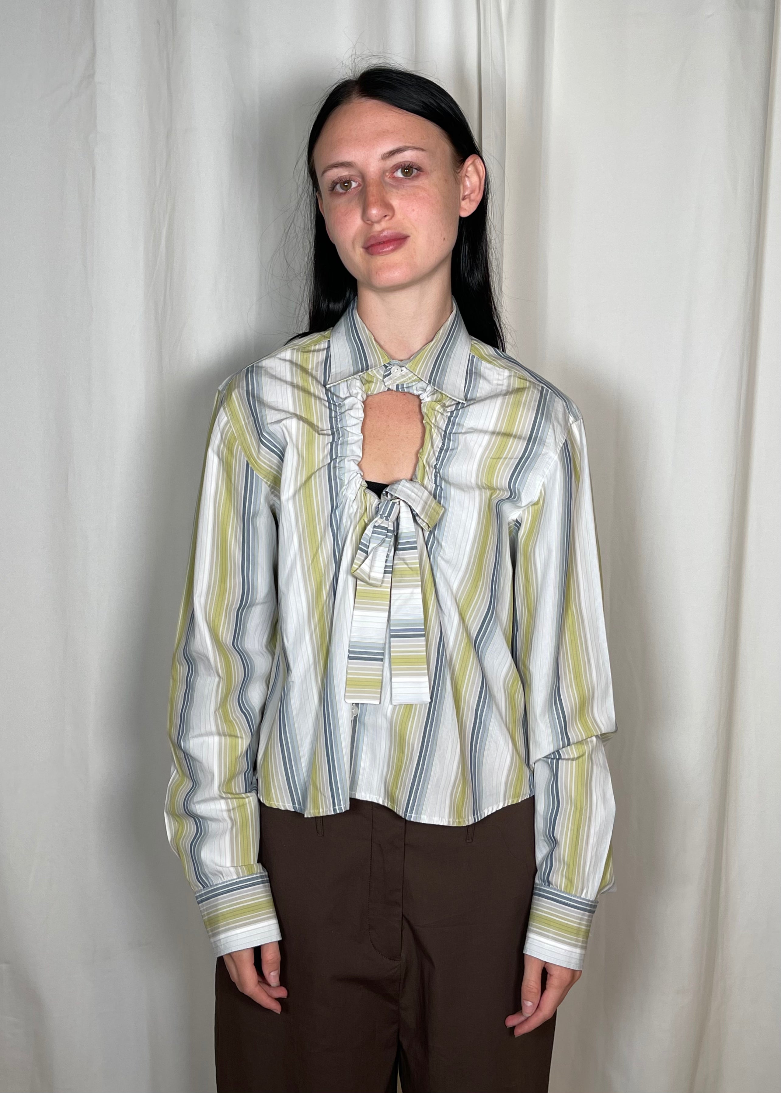 Estudio1999 Ventana Shirt Green Blue Stripe