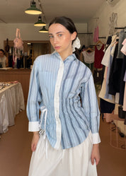 Cascade Shirt in Light Blue and Navy Stripe