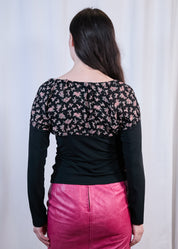 Floral and Black Long-sleeved Top