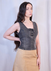 Grey Denim Corset Vest