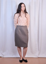 Grey Wool Pencil Skirt