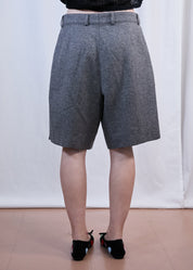 Grey Wool Suiting Shorts