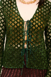 HOSBJERG_ROSALIA_TOP_FOREST_GREEN_Close Up