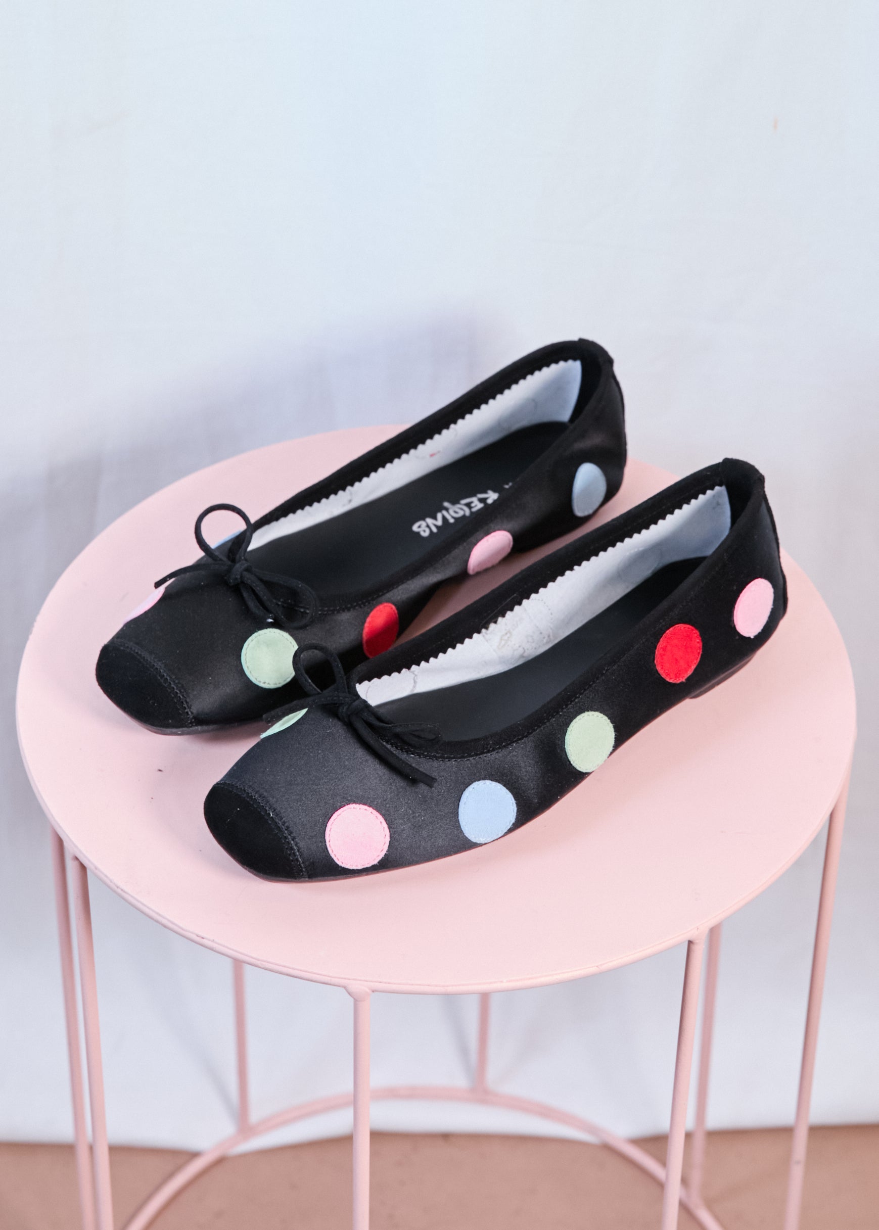 Harmony Ballerinas | Black & Multicolour Polka Dot