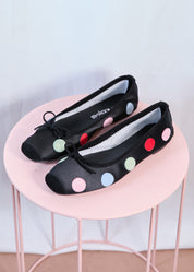 Harmony Ballerinas | Black & Multicolour Polka Dot