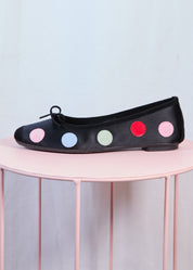 Harmony Ballerinas | Black & Multicolour Polka Dot