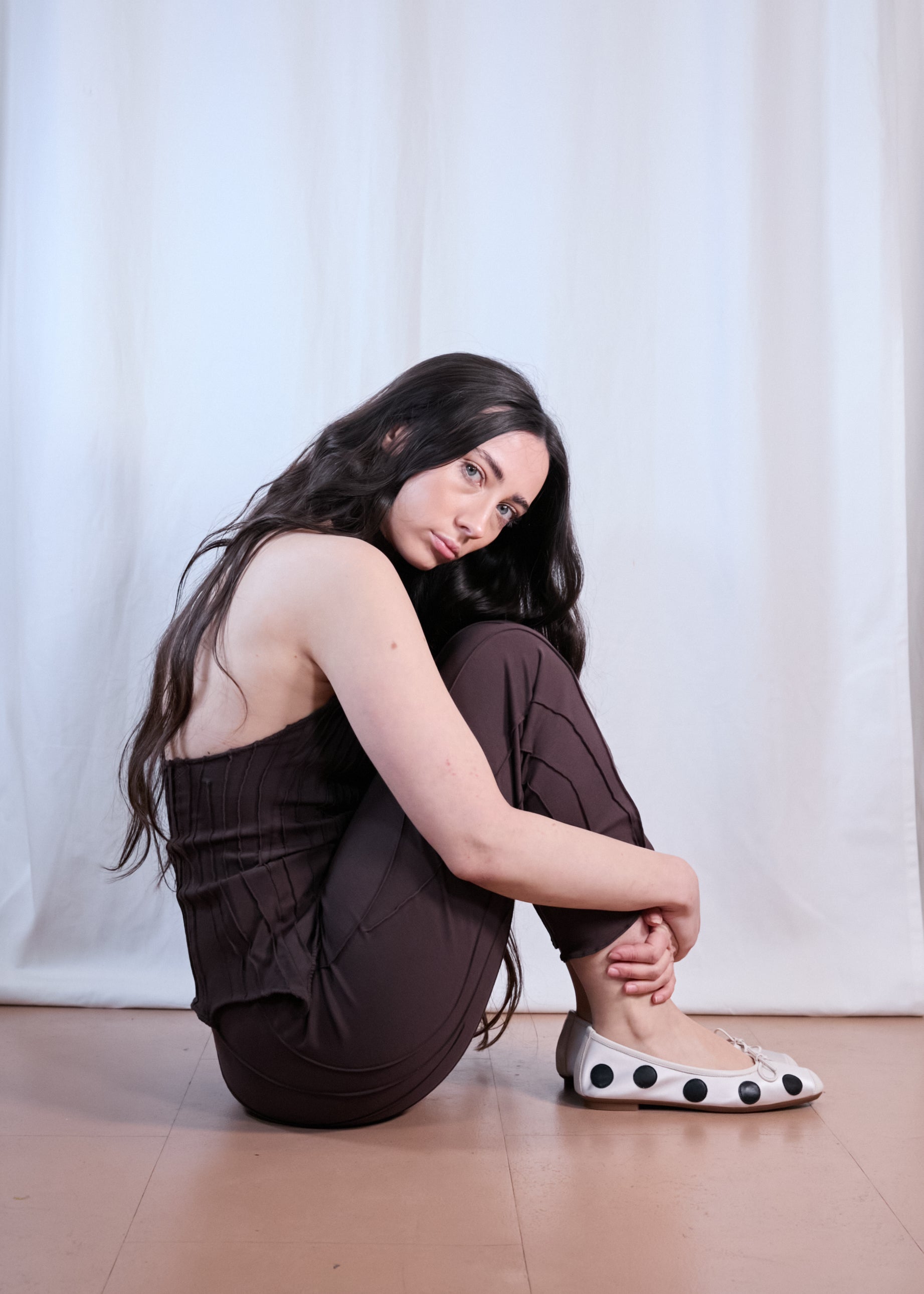 Harmony Ballerinas | White & Black Polka Dot