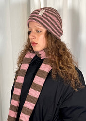 Billy Beanie | Petal & Chestnut Stripe