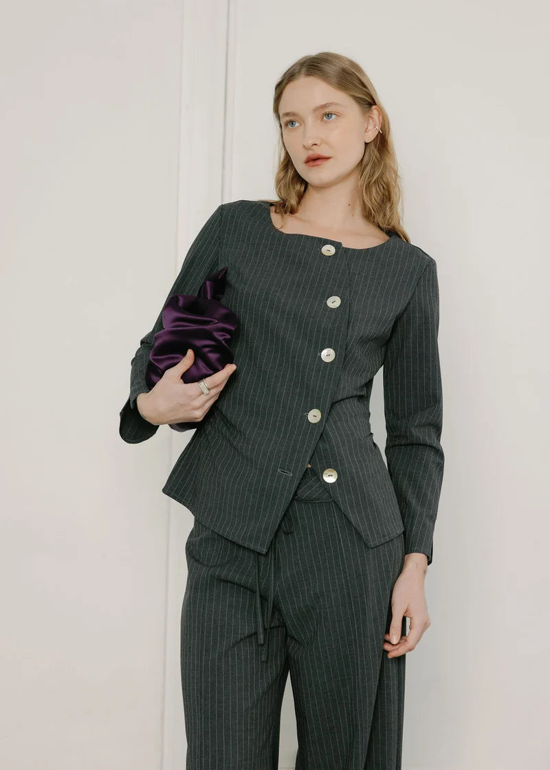 Inez Top Ash Pinstripe