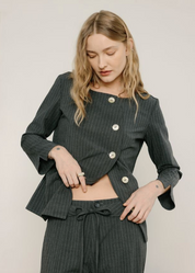 Inez Top Ash Pinstripe