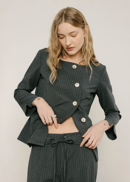 Inez Top Ash Pinstripe