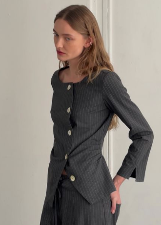 Inez Top Ash Pinstripe