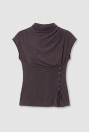 Kylie Button Top in Chocolate