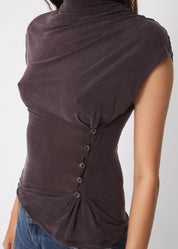 Kylie Button Top in Chocolate