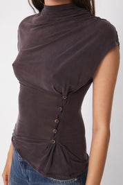 Kylie Button Top in Chocolate