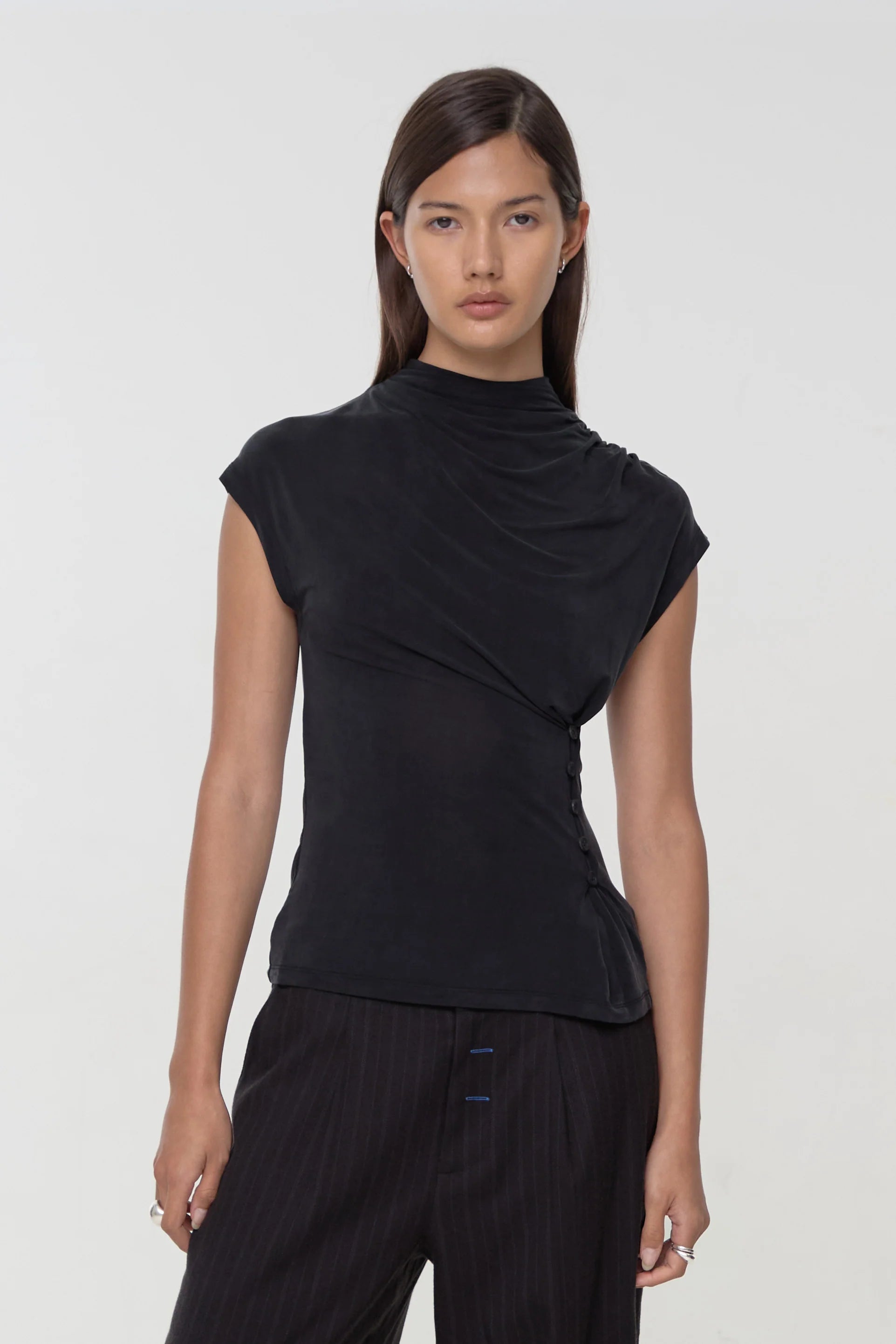 Kylie Button Top in Graphite