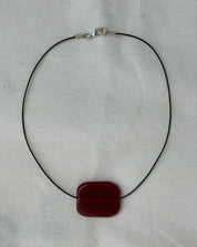 Large Red Glass Rectangle Necklace