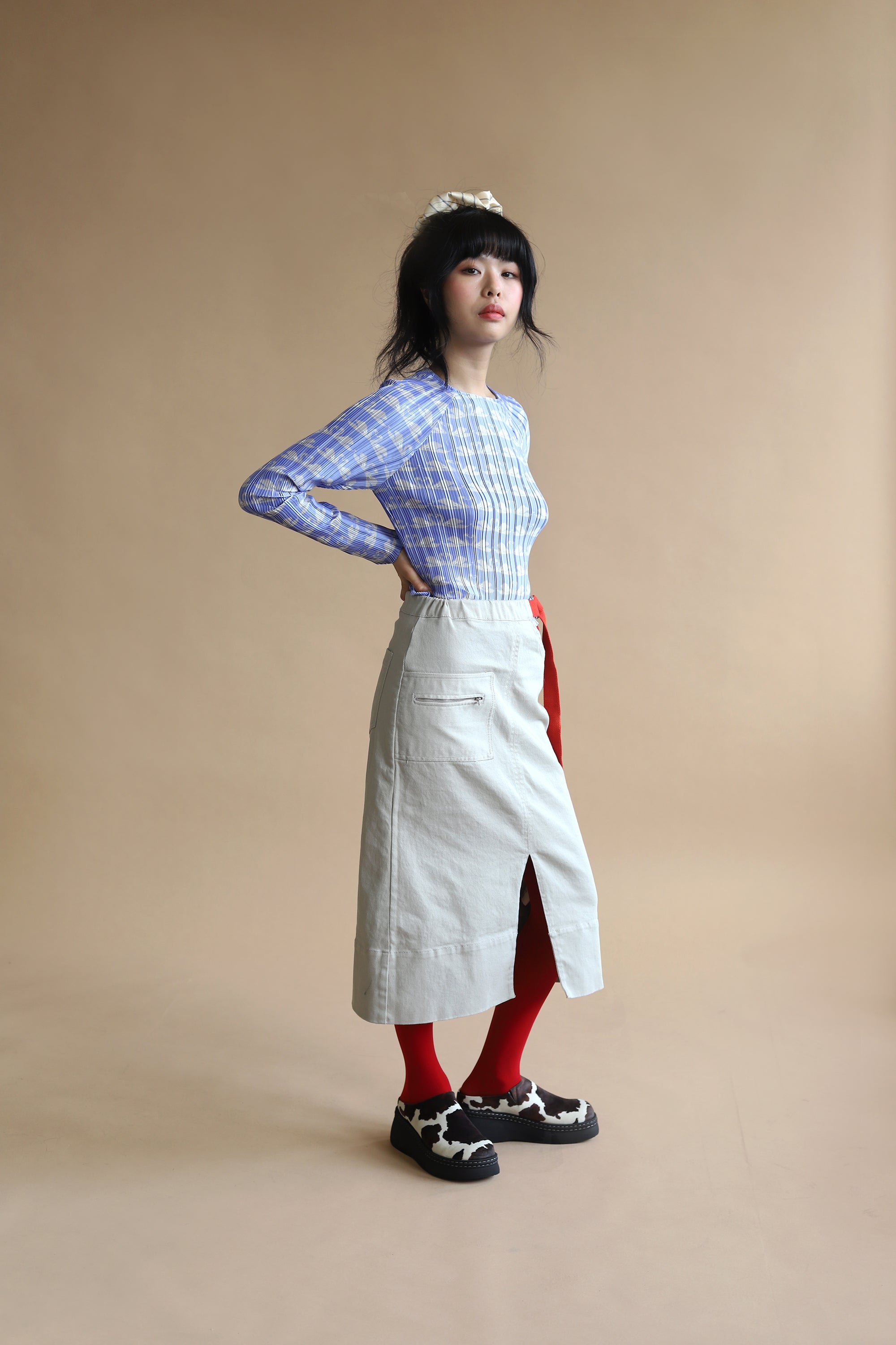 Arthur Apparel | Utility Peep Skirt | Oyster