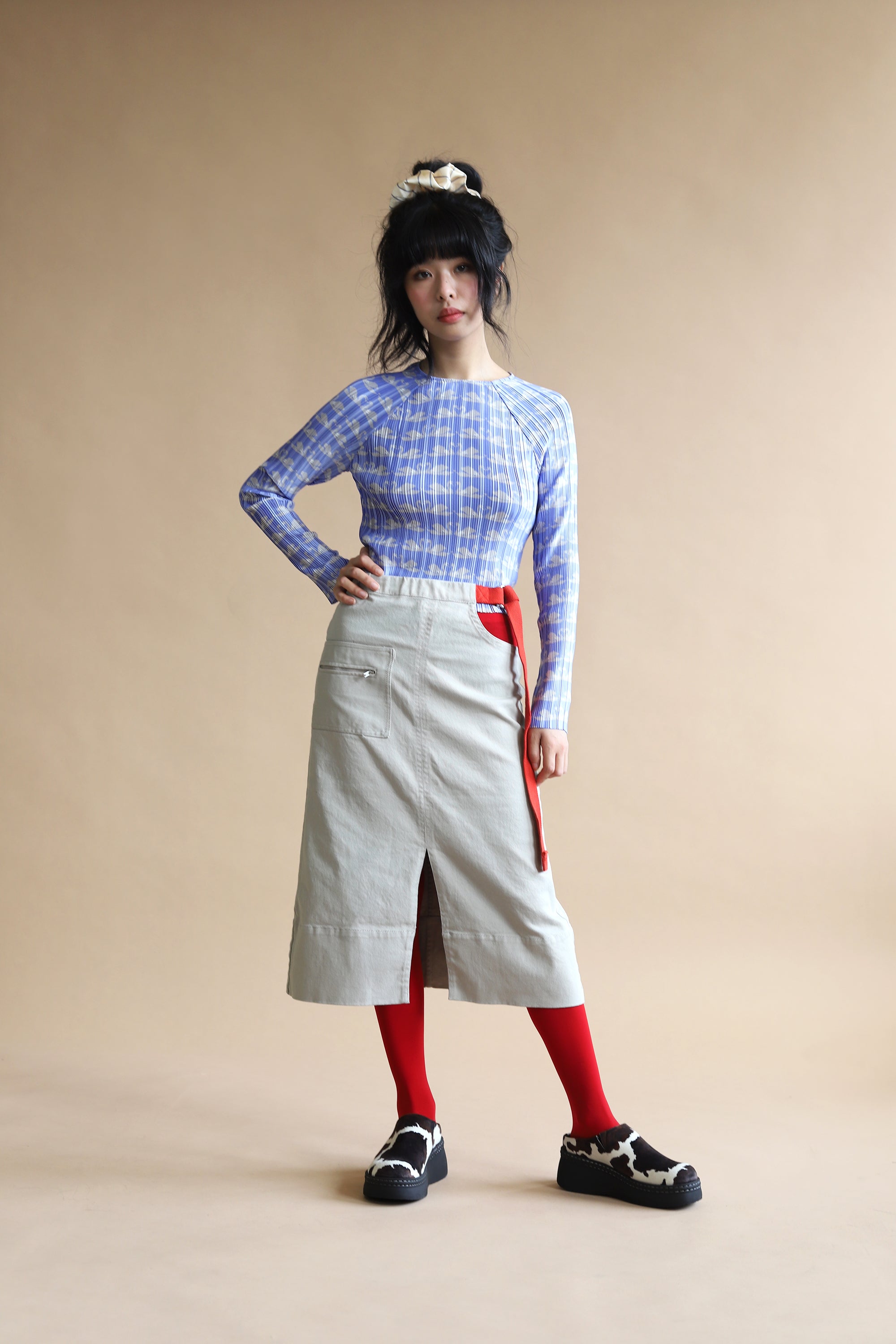 Arthur Apparel | Utility Peep Skirt | Oyster