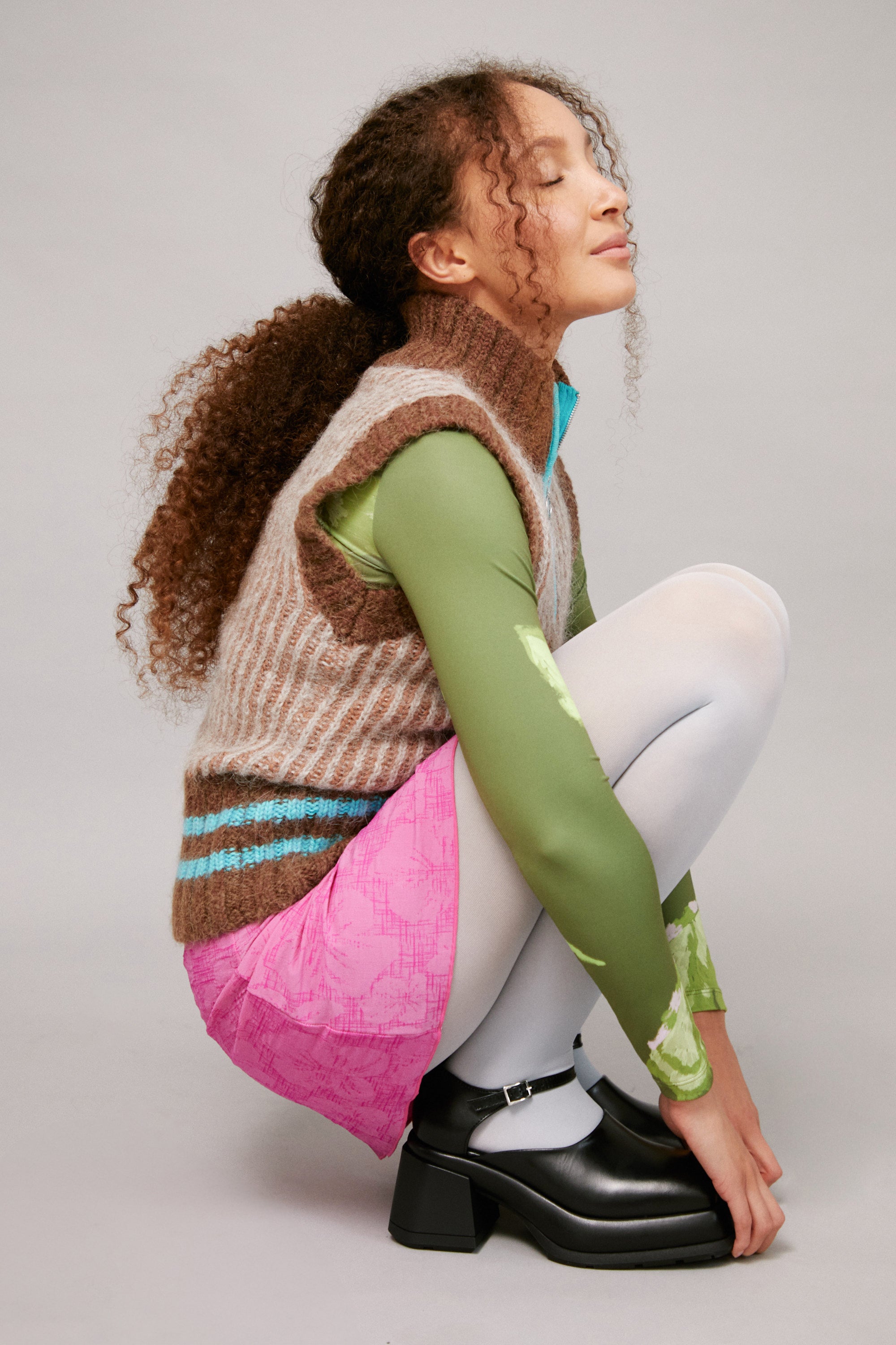 Lauren perrin dove blue tights for SS24 campaign