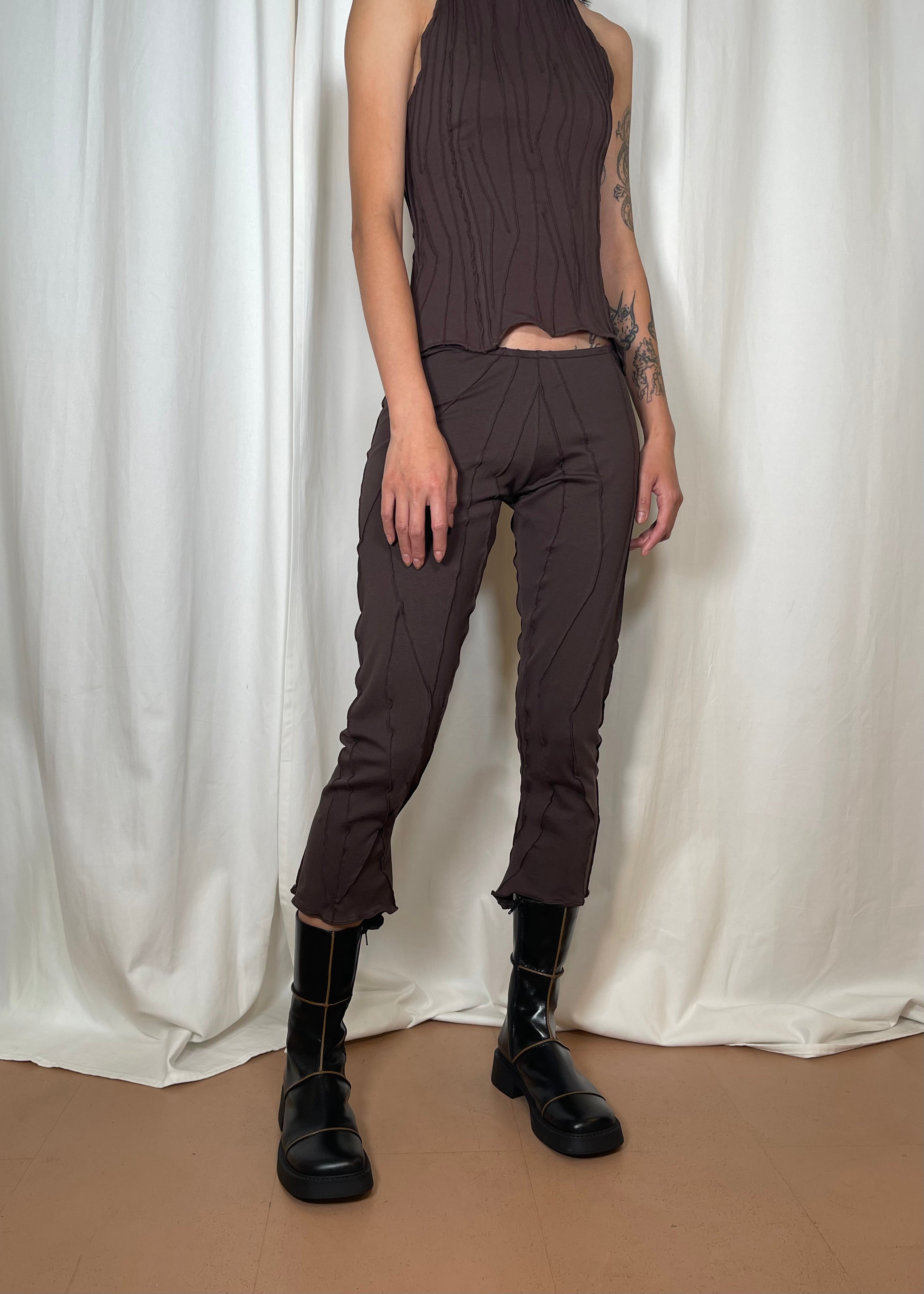 Mariola Homoncik Mid-Calf Flared Pants Chocolate