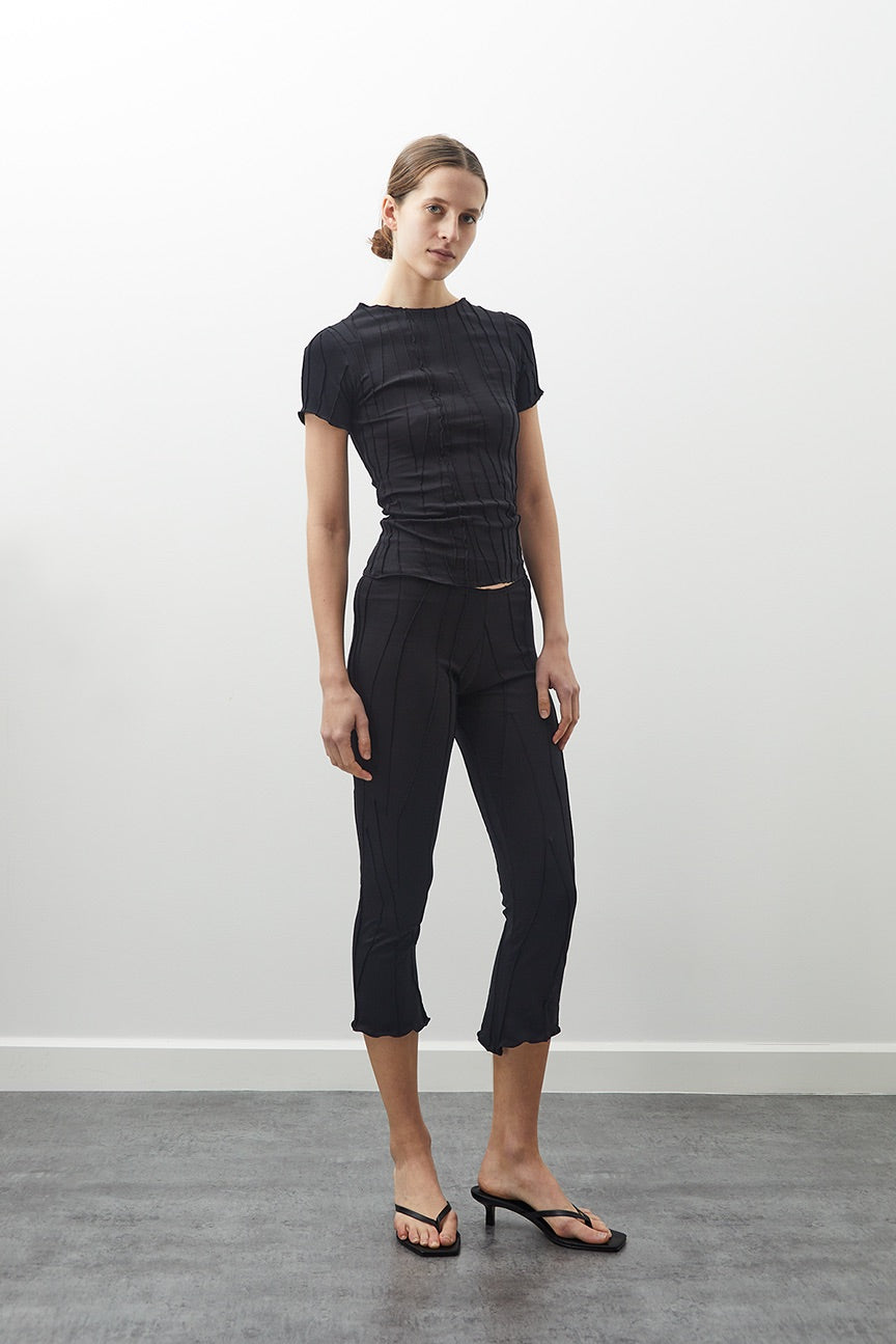 Mid-Calf Flared Pants Black