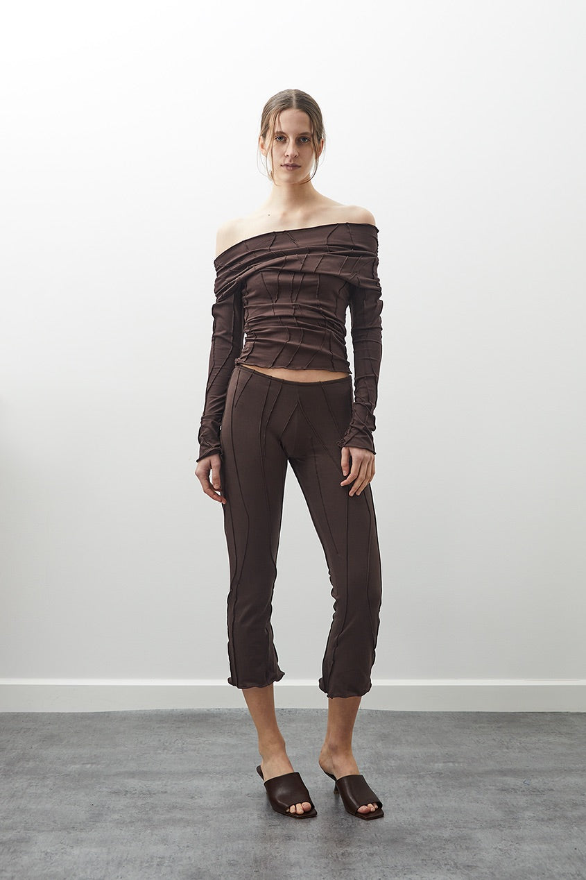 Mid-Calf Flared Pants Chocolate