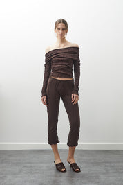 Mid-Calf Flared Pants Chocolate