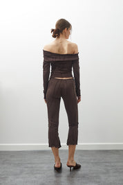 Mid-Calf Flared Pants Chocolate