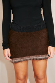 Corinna Mohair Belt Skirt | Brown