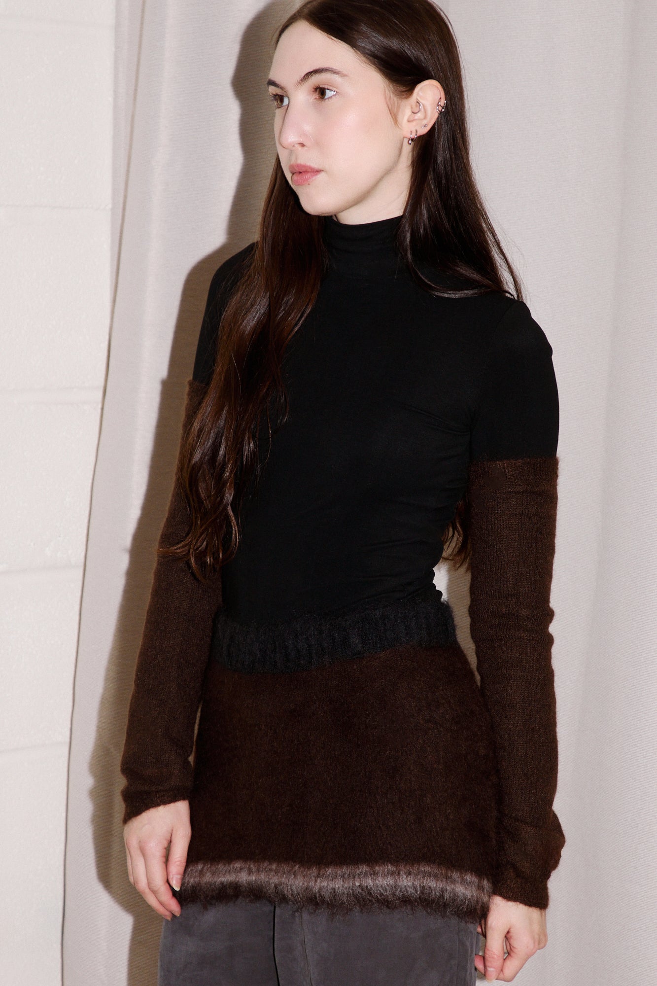 Corinna Mohair Belt Skirt | Brown