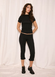 NORAH_Mid Calf Flare Pants Black