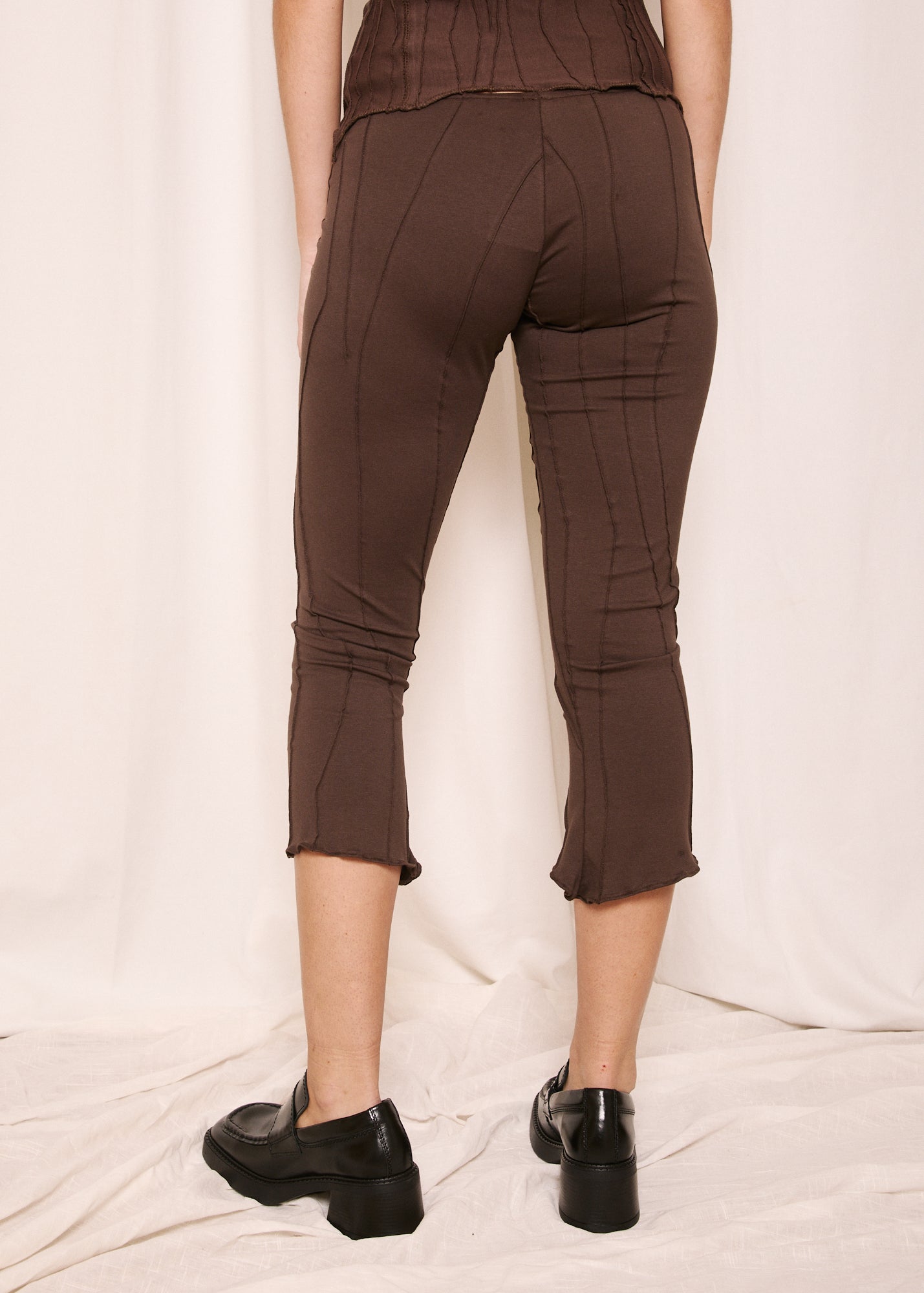 NORAH_Mid Calf Flare Trousers Chocolate
