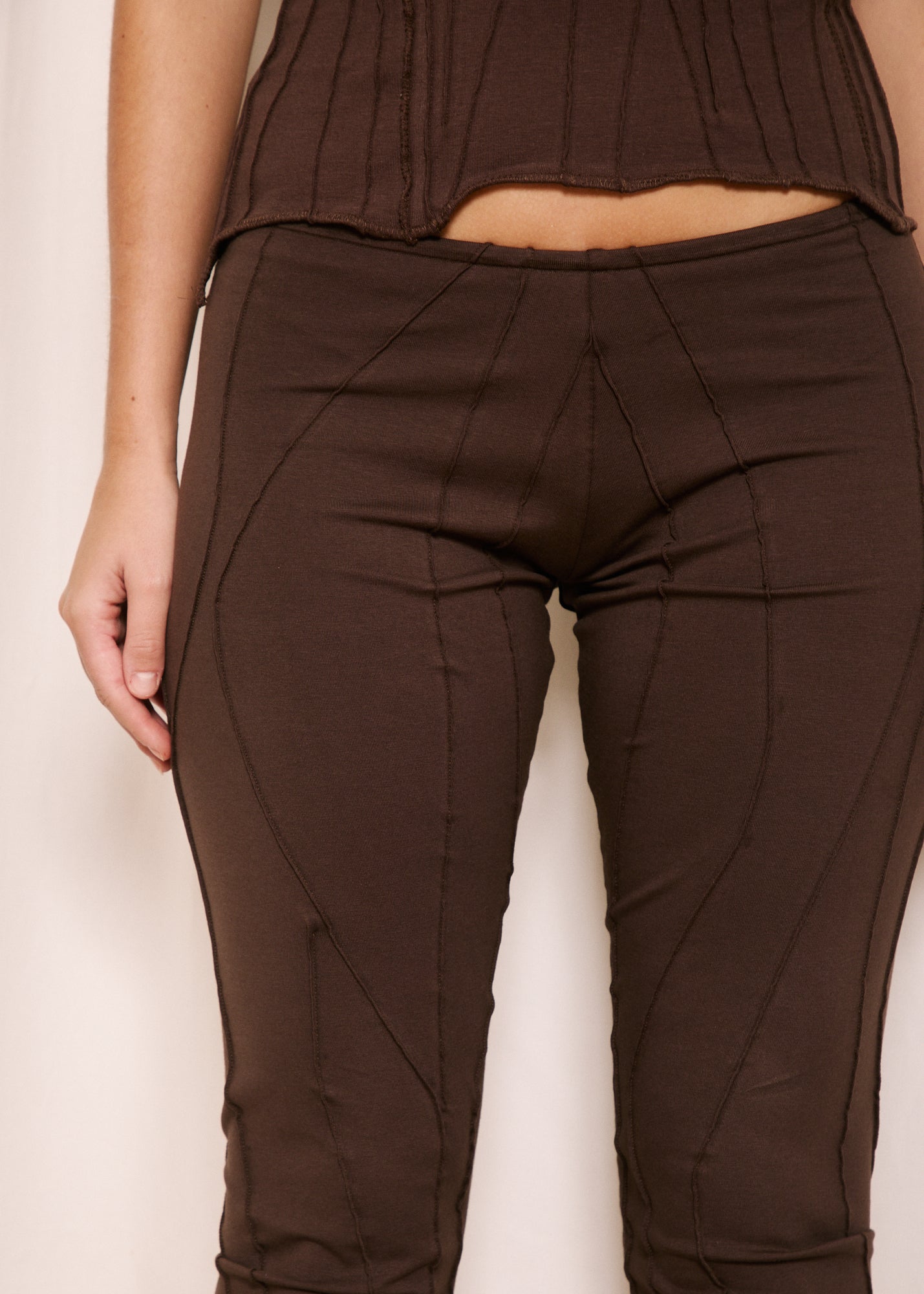 NORAH_Mid Calf Flare Trousers Chocolate
