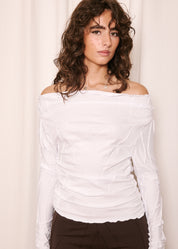 NORAH_Ruched Top White