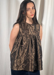 Thrills Top Bronze Metallic Applique