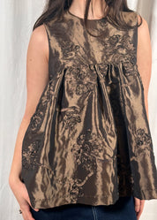 Thrills Top Bronze Metallic Applique