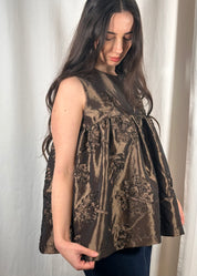 Thrills Top Bronze Metallic Applique